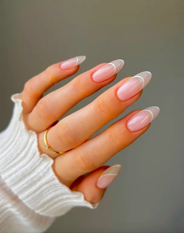 Classic French Manicure Oval Nails Classic French Manicure Oval Nails — Classy Winter Nails