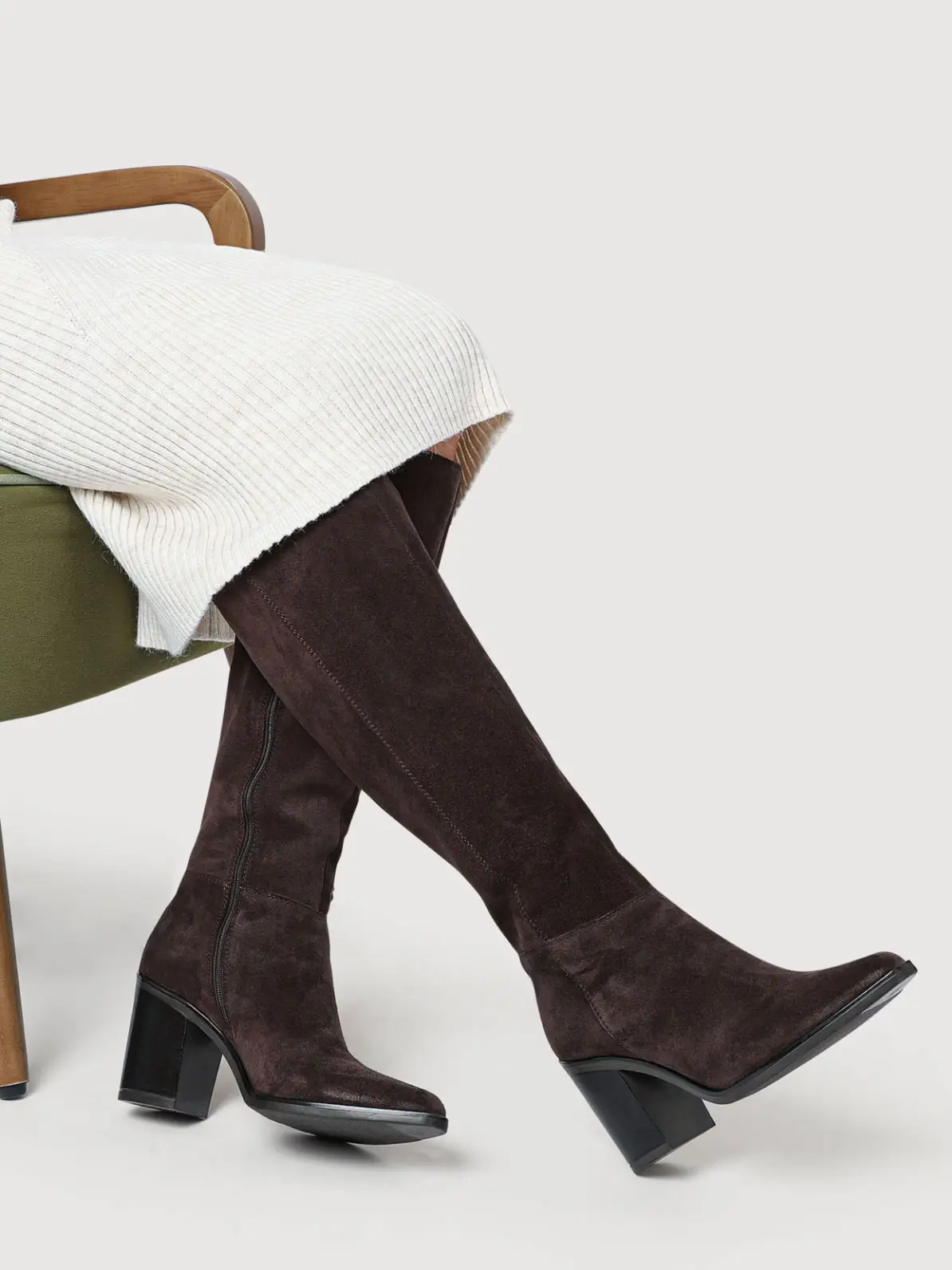 White Knit Skirt Outfit Idea White Knit Skirt Outfit Idea — Brown Boots Outfits