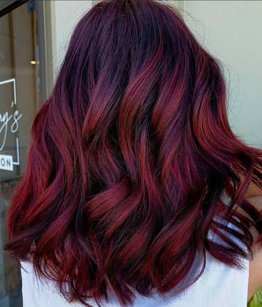 Deep Burgundy Base with Red/Violet Deep Burgundy Base with Red/Violet — Winter Ombre Hair