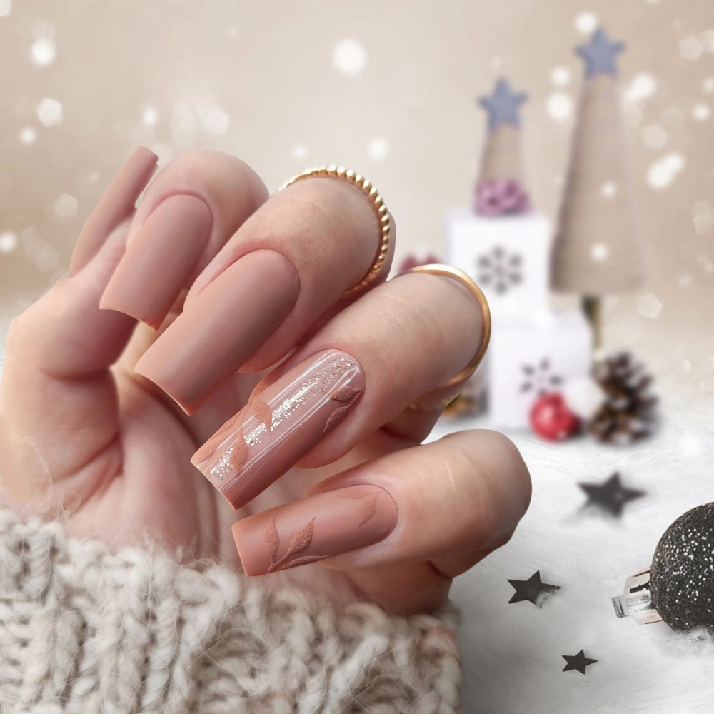 Matte Nude Cable Knit Glitter Matte Nude Cable Knit Glitter — Winter Nails