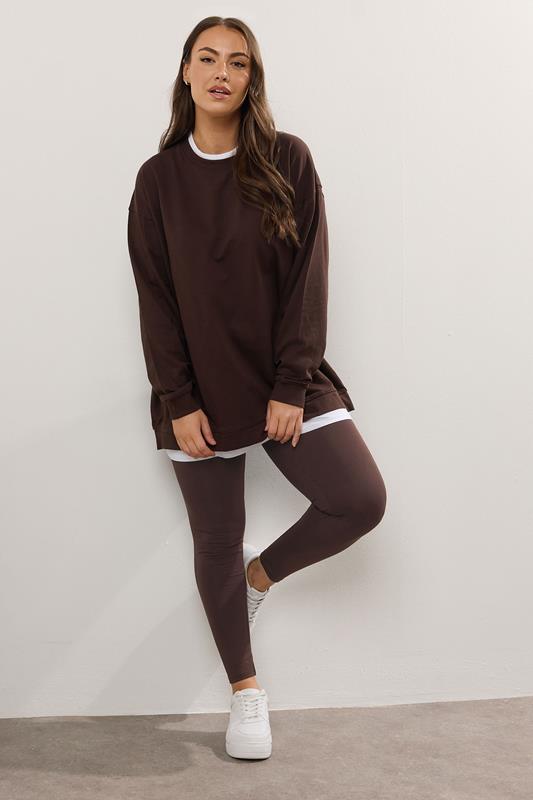 Dark Brown Oversized Sweatshirt and Leggings — Chocolate Brown Outfits