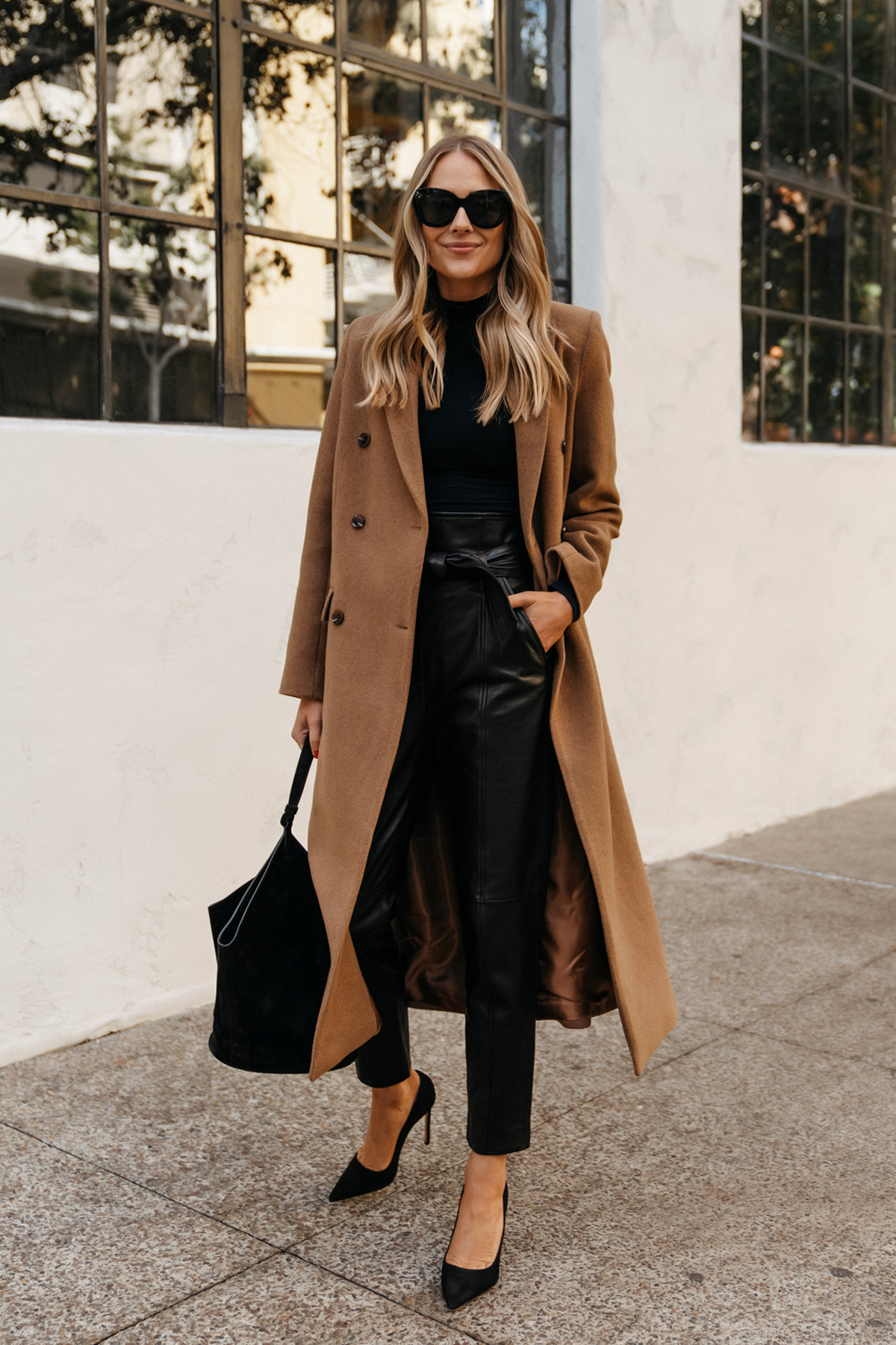 Elegant Grey Wrap Coat Over Black A-Line Dress — Classy Winter Outfits