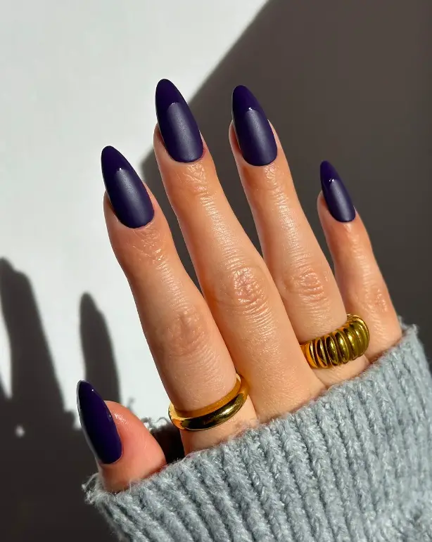 Matte Purple With Glossy French Tip Matte Purple With Glossy French Tip — Winter Matte Nails