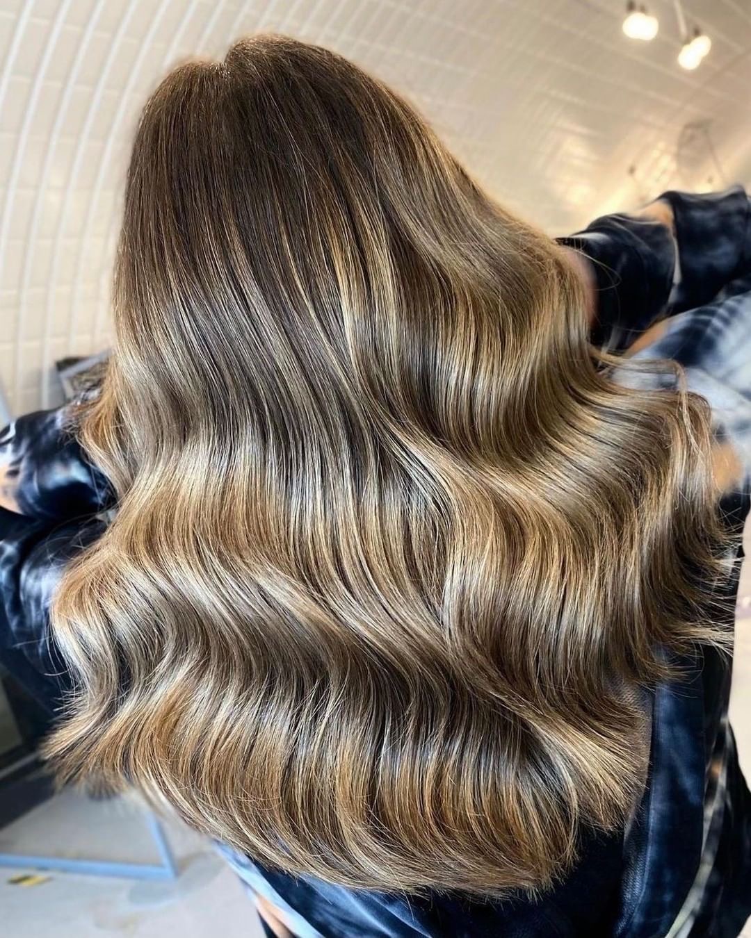 Dark Brown With Caramel Balayage Waves Dark Brown With Caramel Balayage Waves — Winter Balayage
