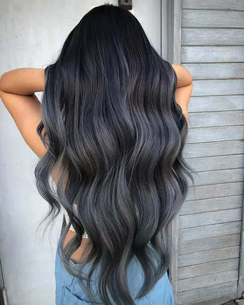 Dark Charcoal Grey to Ash Grey Ombre — Deep Winter Hair Color