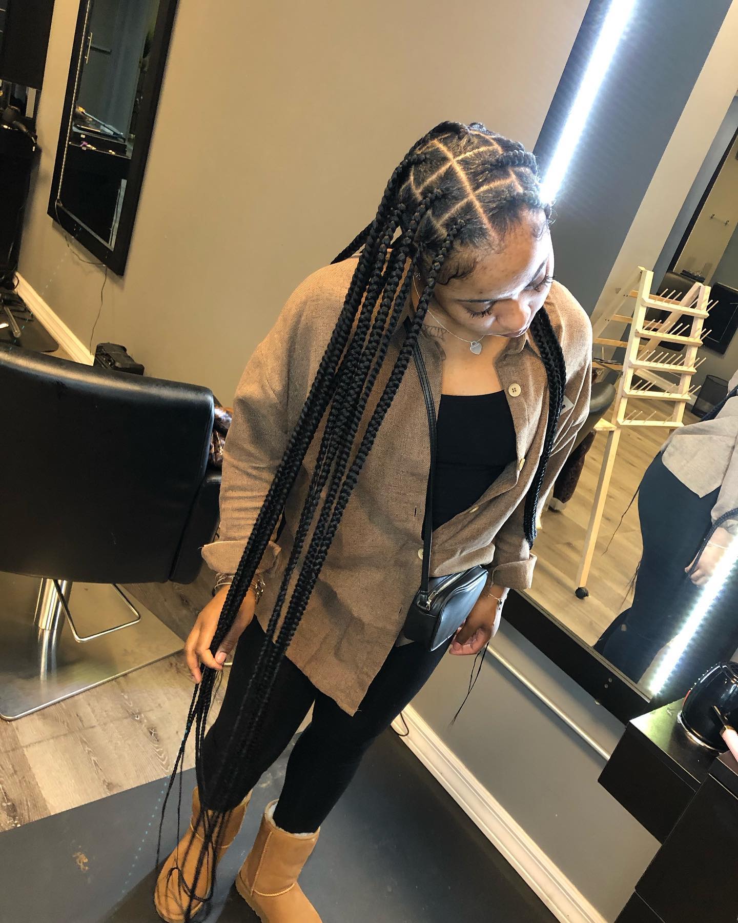 Black Braids With Partial Updo Black Braids With Partial Updo — Winter Knotless Braids