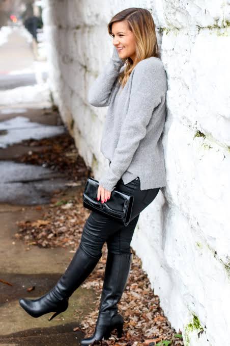 Night Out Elegance: Knit Sweater and Leather Boots Night Out Elegance: Knit Sweater and Leather Boots — Chicago Winter Outfits