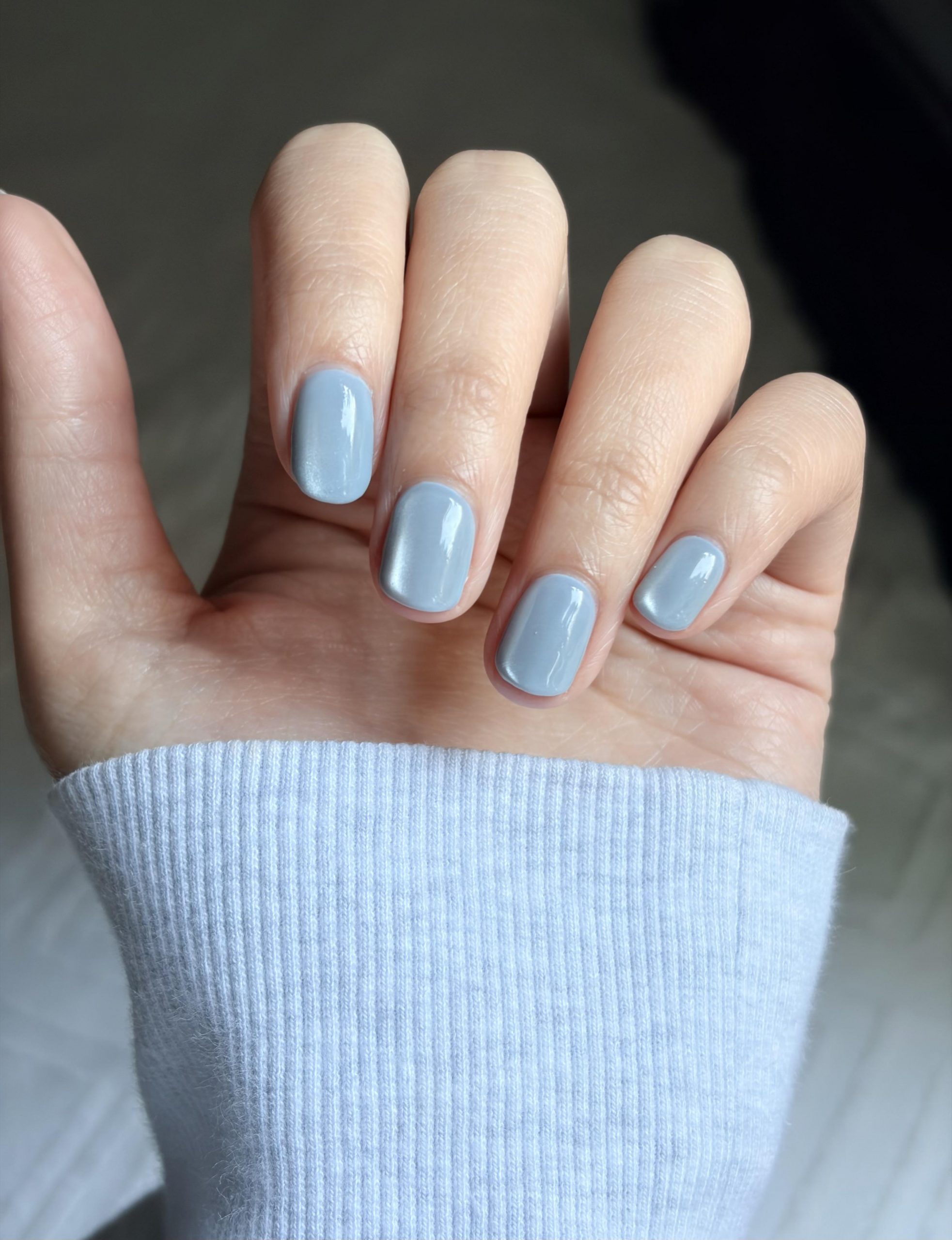 Muted Grey-Blue Glossy Short Square Muted Grey-Blue Glossy Short Square — Icy Blue Nails