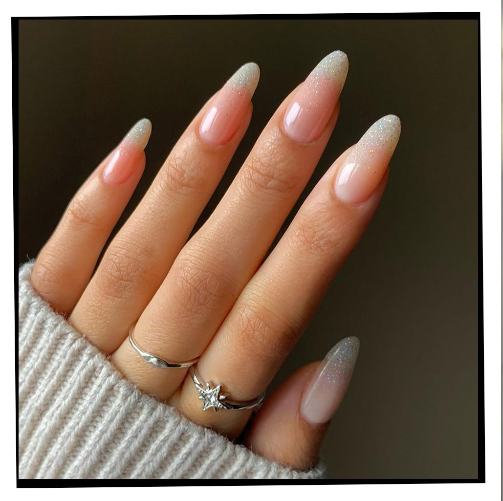 Glitter Ombre Pink Nude Stiletto Nails Glitter Ombre Pink Nude Stiletto Nails — Classy Winter Nails