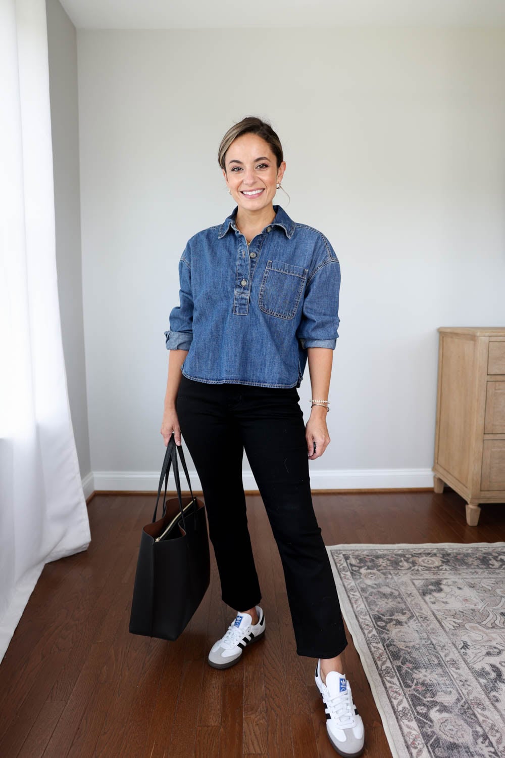Light Blue Sweater with Navy Vest and Dark Wash Jeans Light Blue Sweater with Navy Vest and Dark Wash Jeans — Winter Teacher Outfits