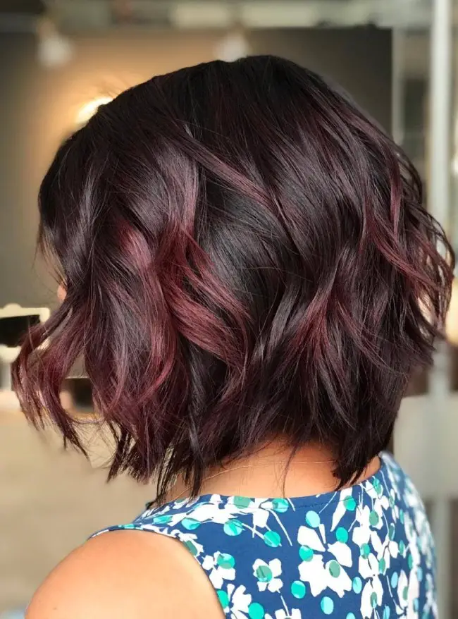 Textured Bob Visual Idea Textured Bob Visual Idea — Burgundy Hair Color