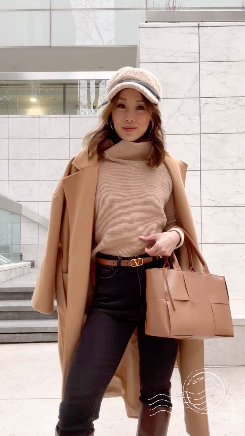 Cozy Outerwear: Camel Coat with Ribbed Turtleneck Cozy Outerwear: Camel Coat with Ribbed Turtleneck — Winter Work Outfits