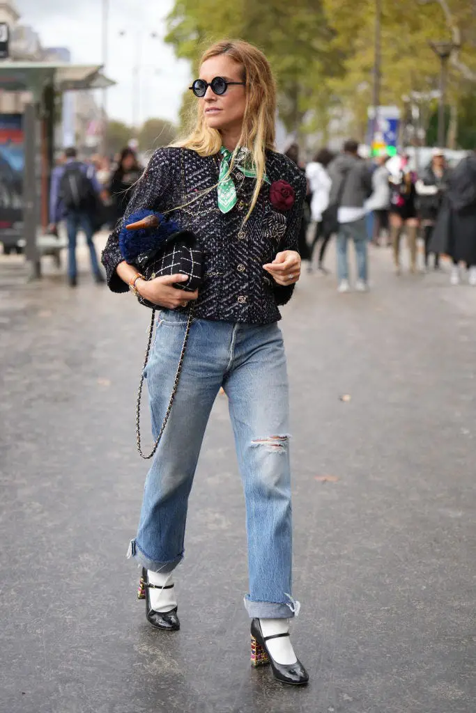 Patterned Knit Top with Ripped Jeans and White Socks Patterned Knit Top with Ripped Jeans and White Socks — Winter Brunch Outfits