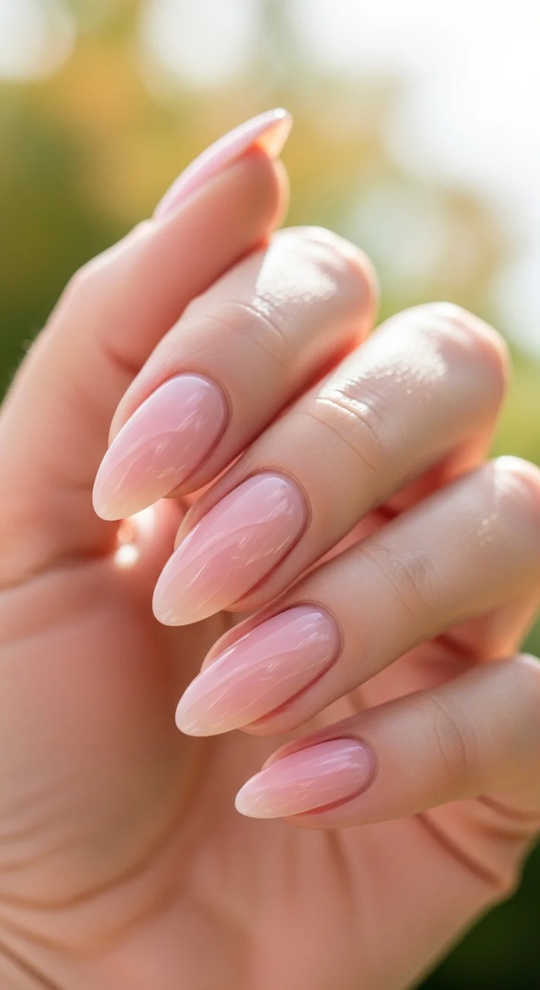 Soft Pink White Ombre Almonds Soft Pink White Ombre Almonds — Almond Nail Designs