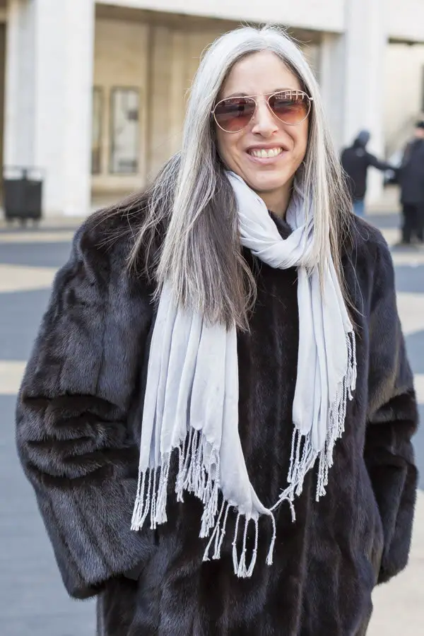 Natural Grey Thick Waves — Winter Hair Colors for Women Over 40