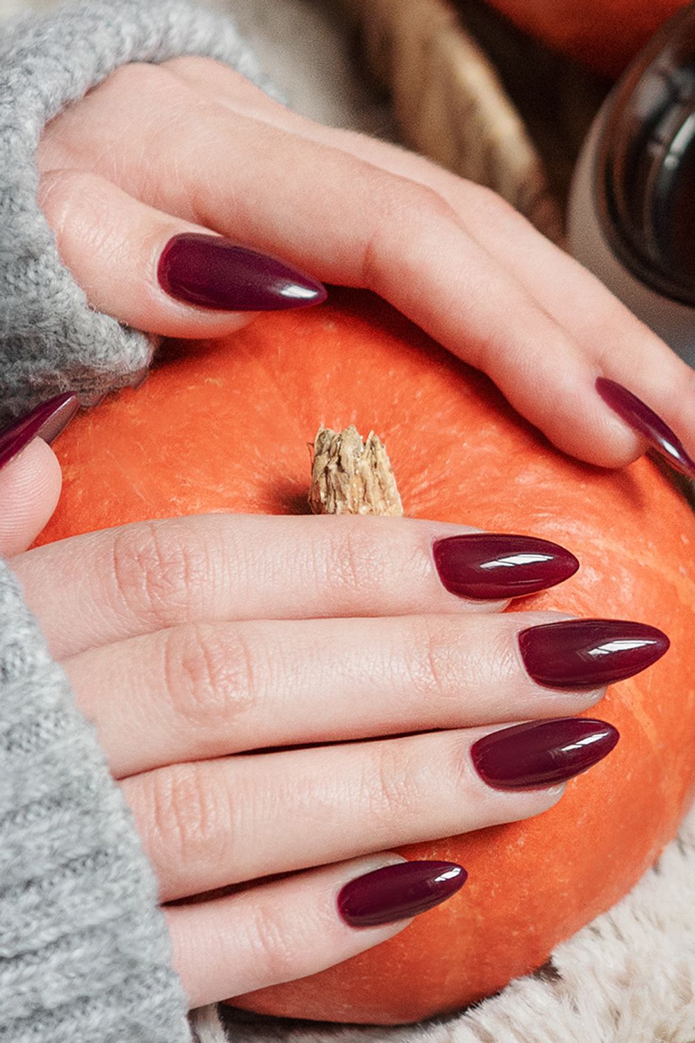 Deep Glossy Burgundy Stiletto Nails Deep Glossy Burgundy Stiletto Nails — Winter Formal Nails