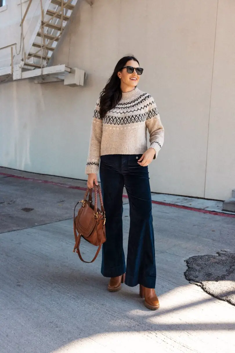 Fair Isle with Velvet Wide-Leg Pants Fair Isle with Velvet Wide-Leg Pants — Fair Isle Sweater Outfits
