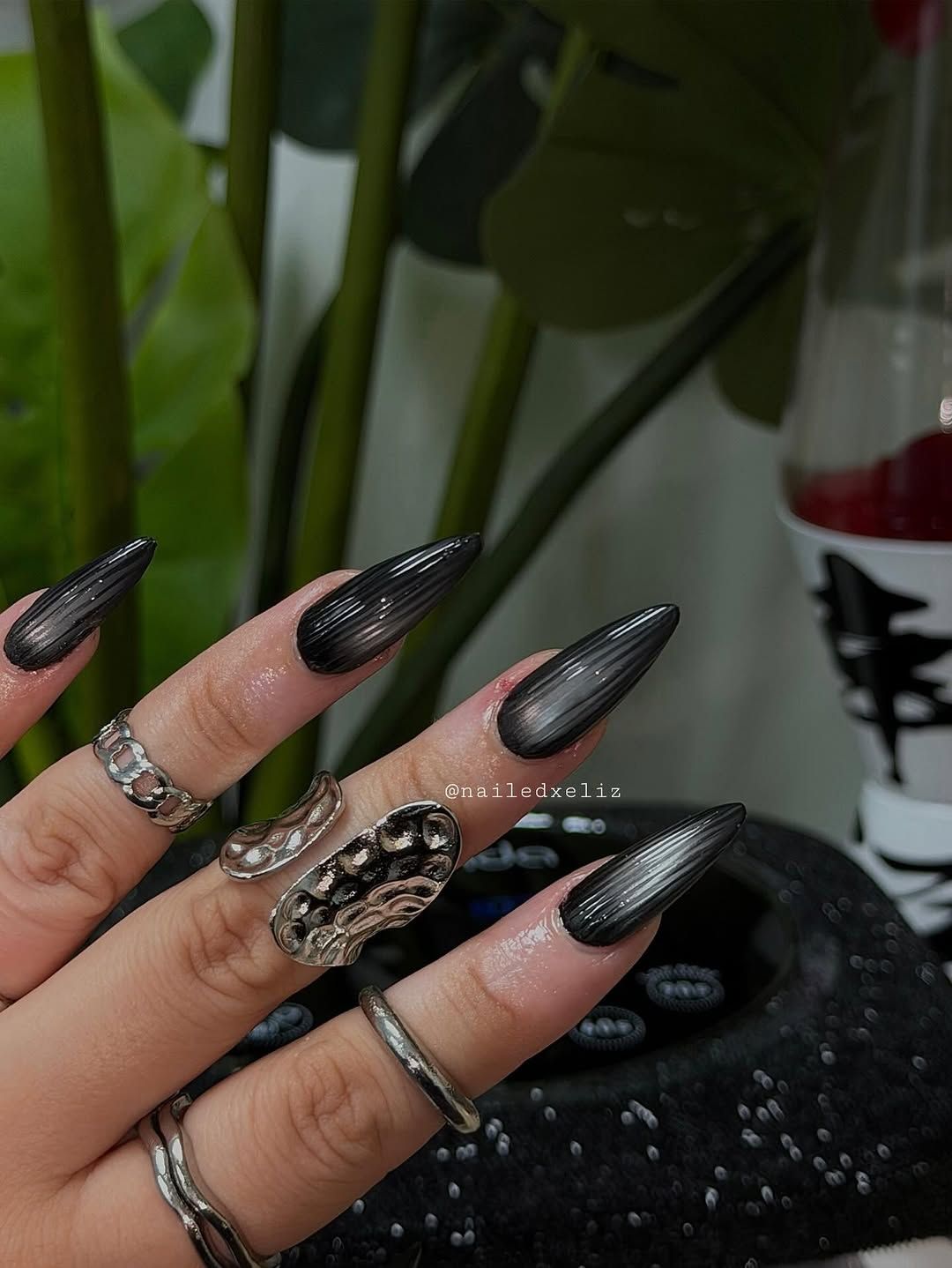 Chrome-Like Glossy Visual Idea — Dark Winter Nails