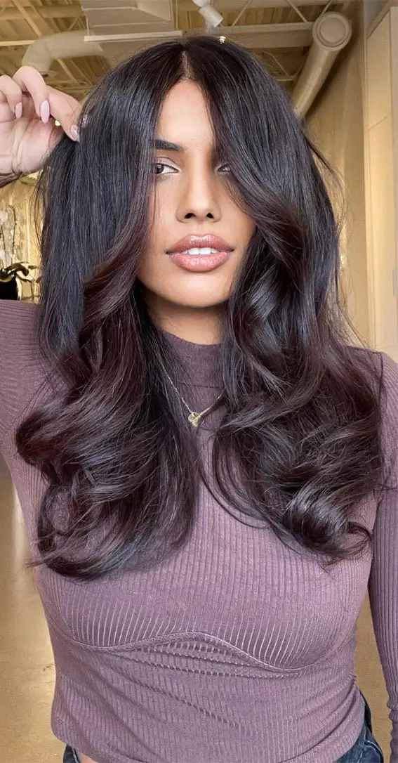 Deep Purple With Mocha Undertones — Deep Winter Hair Color