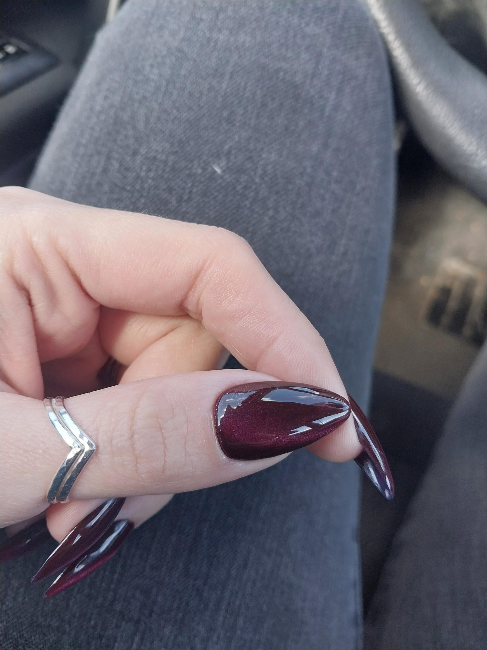 Dark Brown French Tips on Sheer Nude — Black Cherry Nails