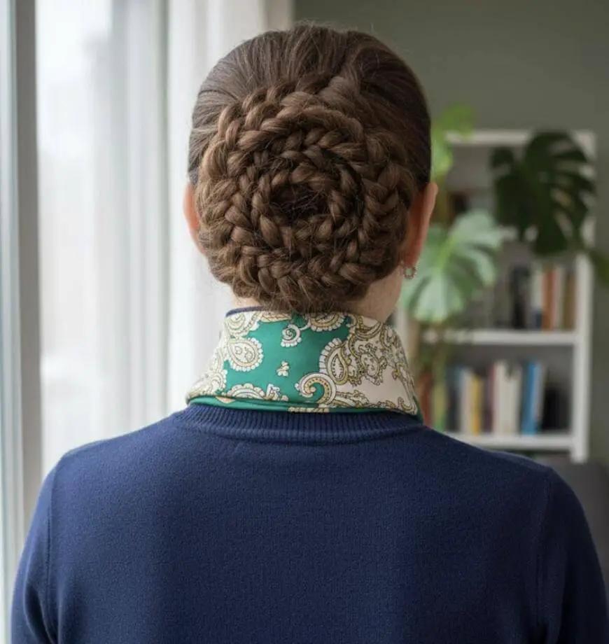 Intricate Braided Bun Back View Intricate Braided Bun Back View — Winter Bun Hairstyles