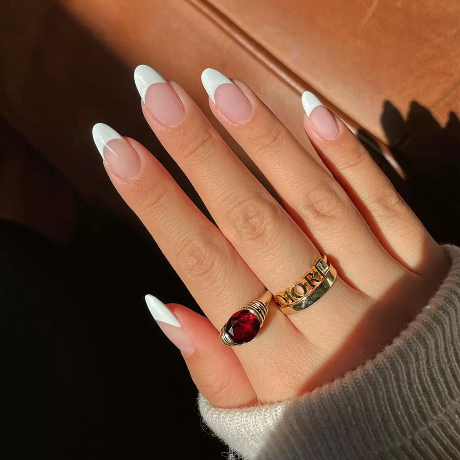 Glossy Classic Sheer Pink French Almonds Glossy Classic Sheer Pink French Almonds — Trendy Almond Nail Designs