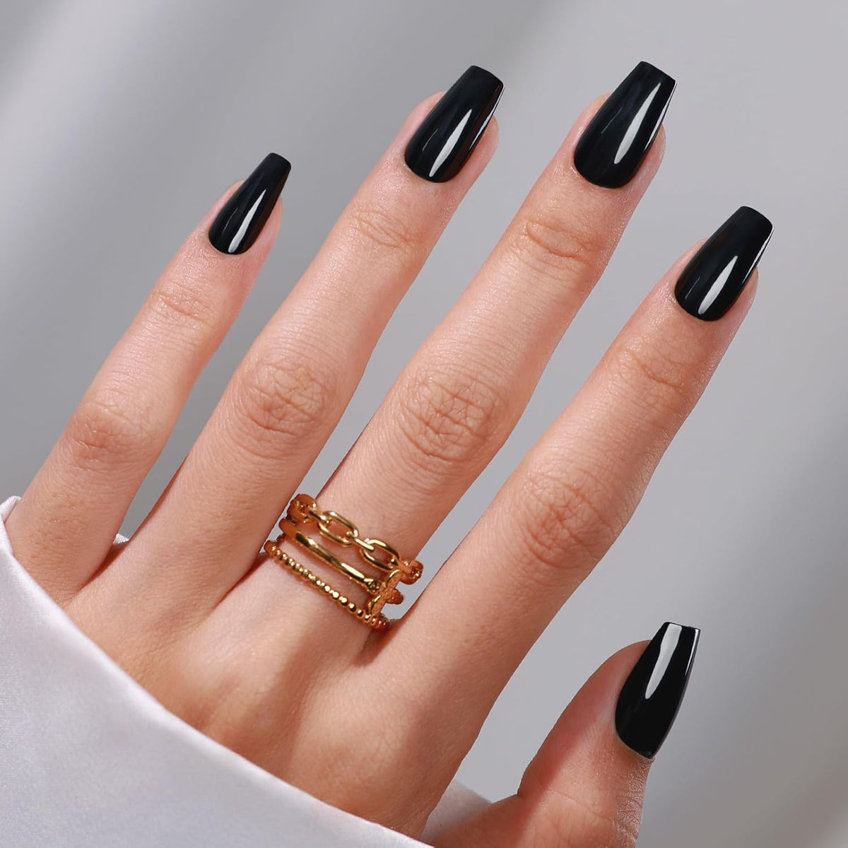 Classic Glossy Black Coffin Nails Classic Glossy Black Coffin Nails — Coffin Nail Designs
