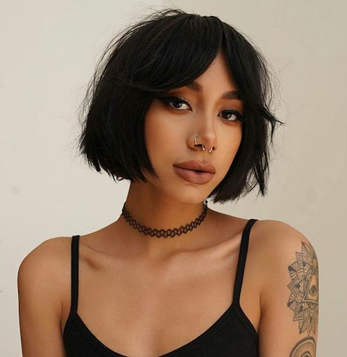 Black Bob With Sleek Blunt Bangs — Winter Hairstyles with Bangs