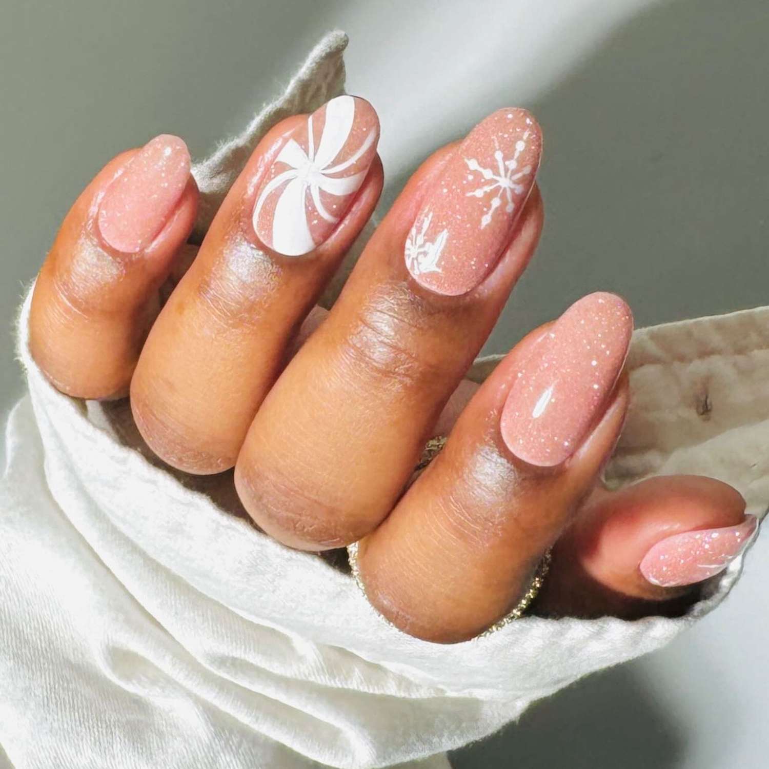 Pink French Tips with Silver Stars Pink French Tips with Silver Stars — Winter Almond Nails