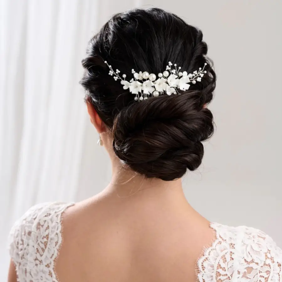 Low Bun Visual Idea — Winter Wedding Guest Hairstyles