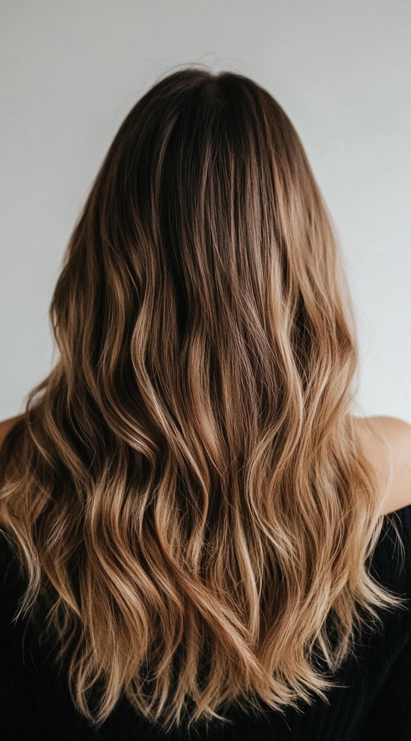 Long Layers Dark Brown With Ash Blonde Contrast Long Layers Dark Brown With Ash Blonde Contrast — Winter Balayage