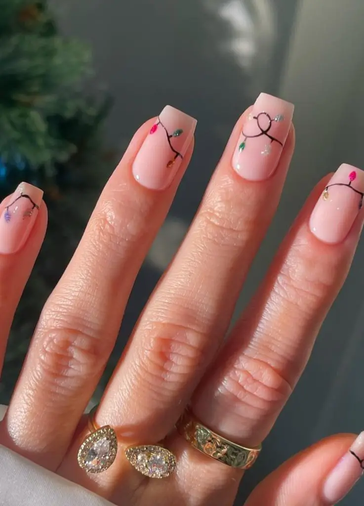 Short Square String Light Design Short Square String Light Design — Winter Vacation Nails
