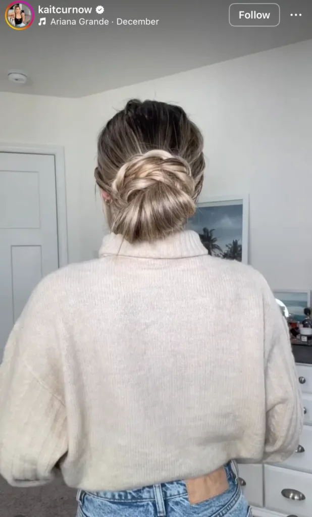 Low Woven Bun With Textured Detail Low Woven Bun With Textured Detail — Winter Bun Hairstyles
