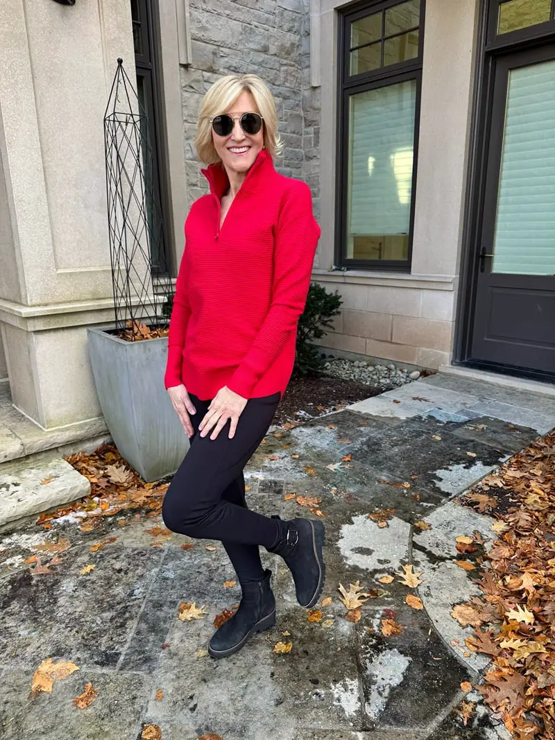 Bright Red Sweater for a Simple Winter Statement Bright Red Sweater for a Simple Winter Statement — Winter Outfits for Women Over 40