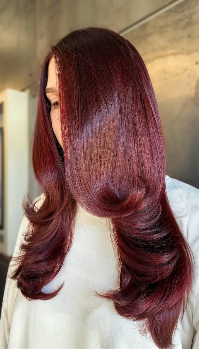Deep Cranberry Rouge Waves Deep Cranberry Rouge Waves — Winter Red Hair Colors