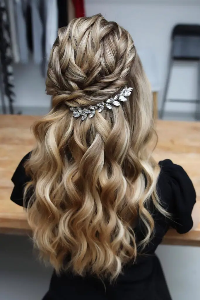 Ash Blonde Braided Updo with Pearls Ash Blonde Braided Updo with Pearls — Easy Winter Hairstyles
