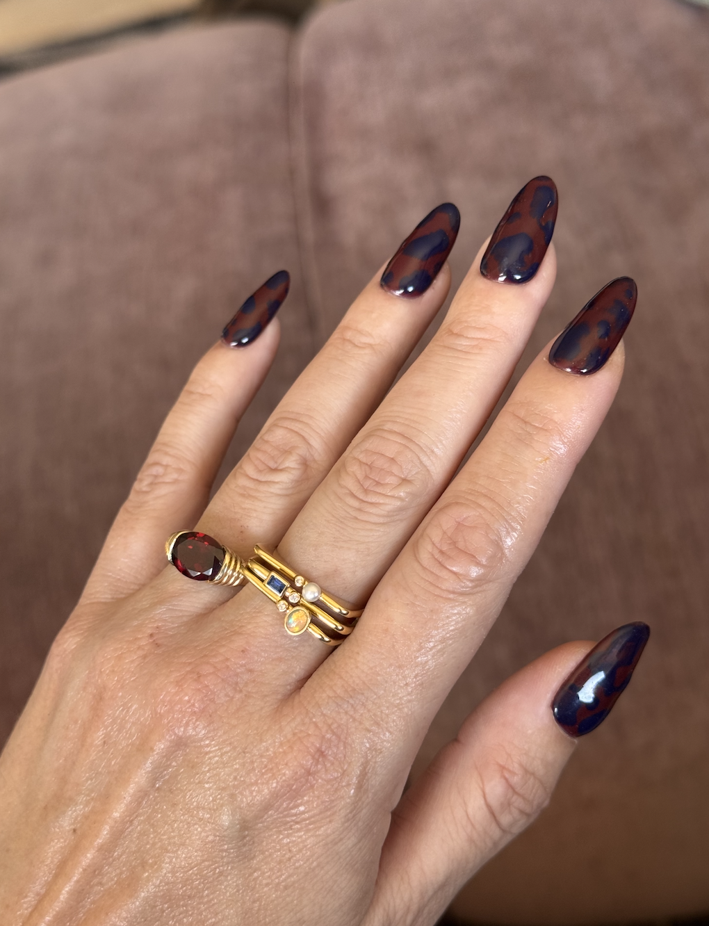 Navy and Brown Tortoiseshell Nails Navy and Brown Tortoiseshell Nails — Winter Formal Nails