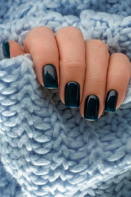 Deep Glossy Teal Deep Glossy Teal — Winter Nails