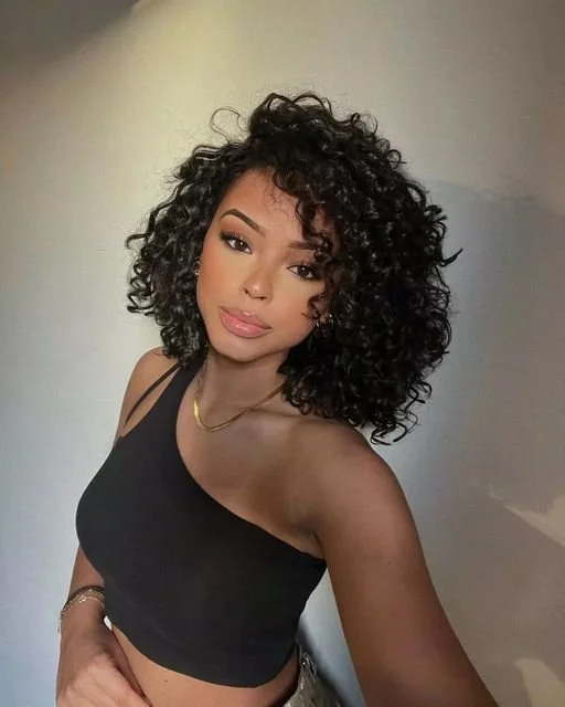 Voluminous Black Curly Bob Blowout Voluminous Black Curly Bob Blowout — Winter Haircuts for Curly Hair