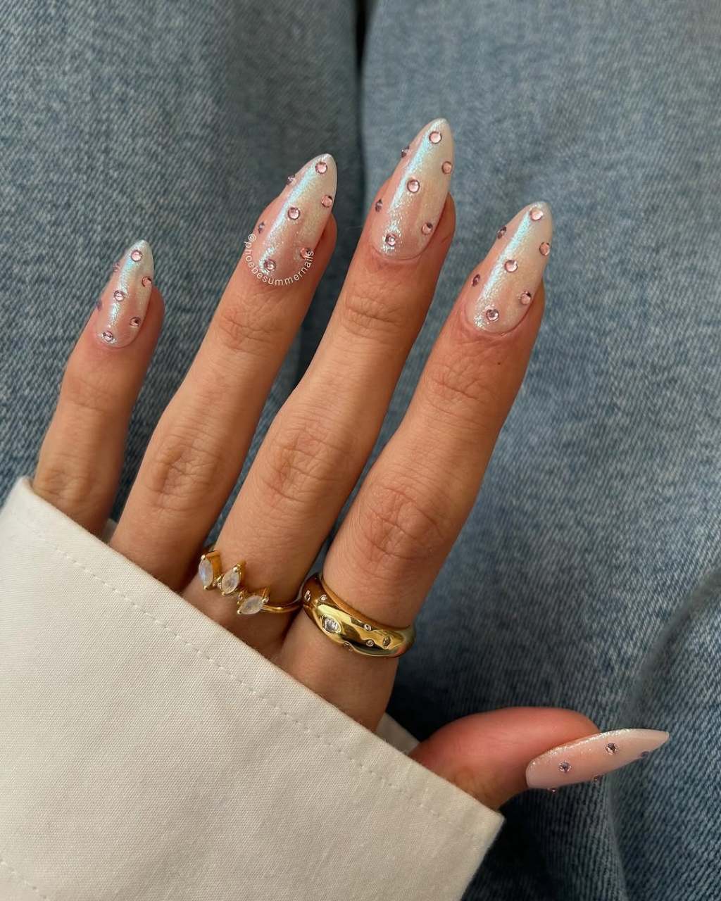 Iridescent Glitter Rhinestone Stilettos Iridescent Glitter Rhinestone Stilettos — Winter to Spring Transition Nails
