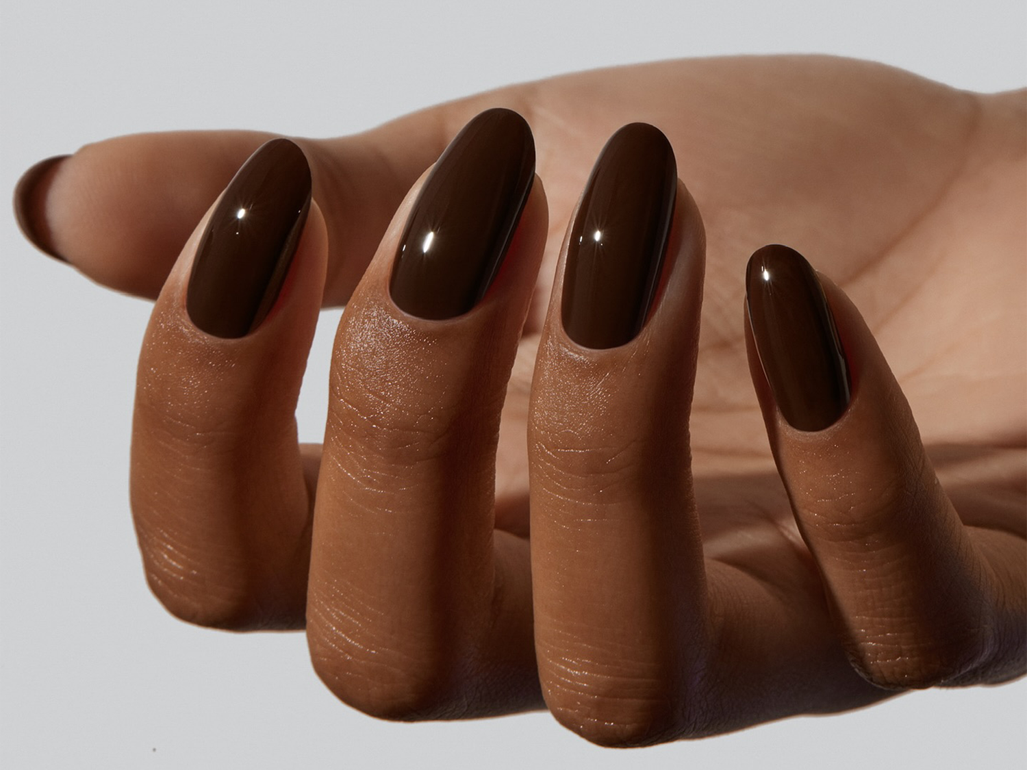 Dark Chocolate Brown Gloss Dark Chocolate Brown Gloss — Winter Nail Colors for Dark Skin