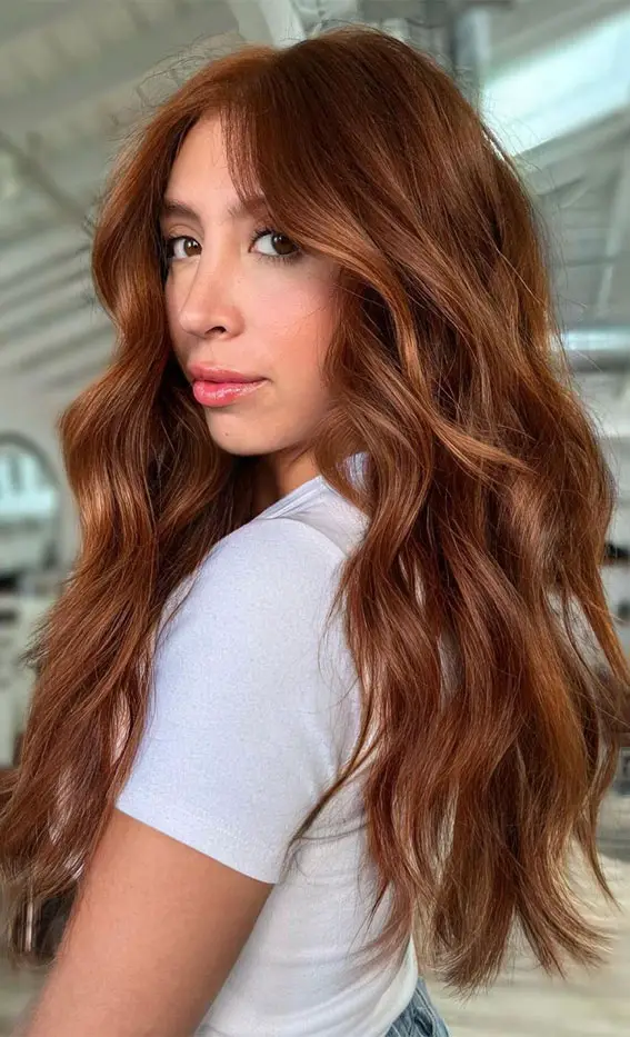 Loose Waves With Copper Brown Loose Waves With Copper Brown — Winter Hair Colors for Brown Eyes