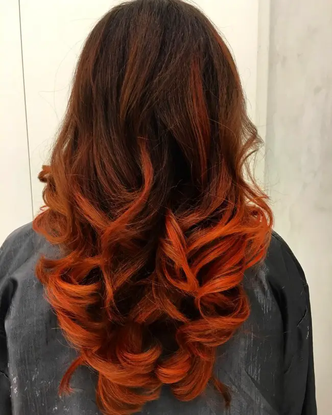 Dark Brown to Fiery Orange-Red Ombré Dark Brown to Fiery Orange-Red Ombré — Winter Red Hair Colors