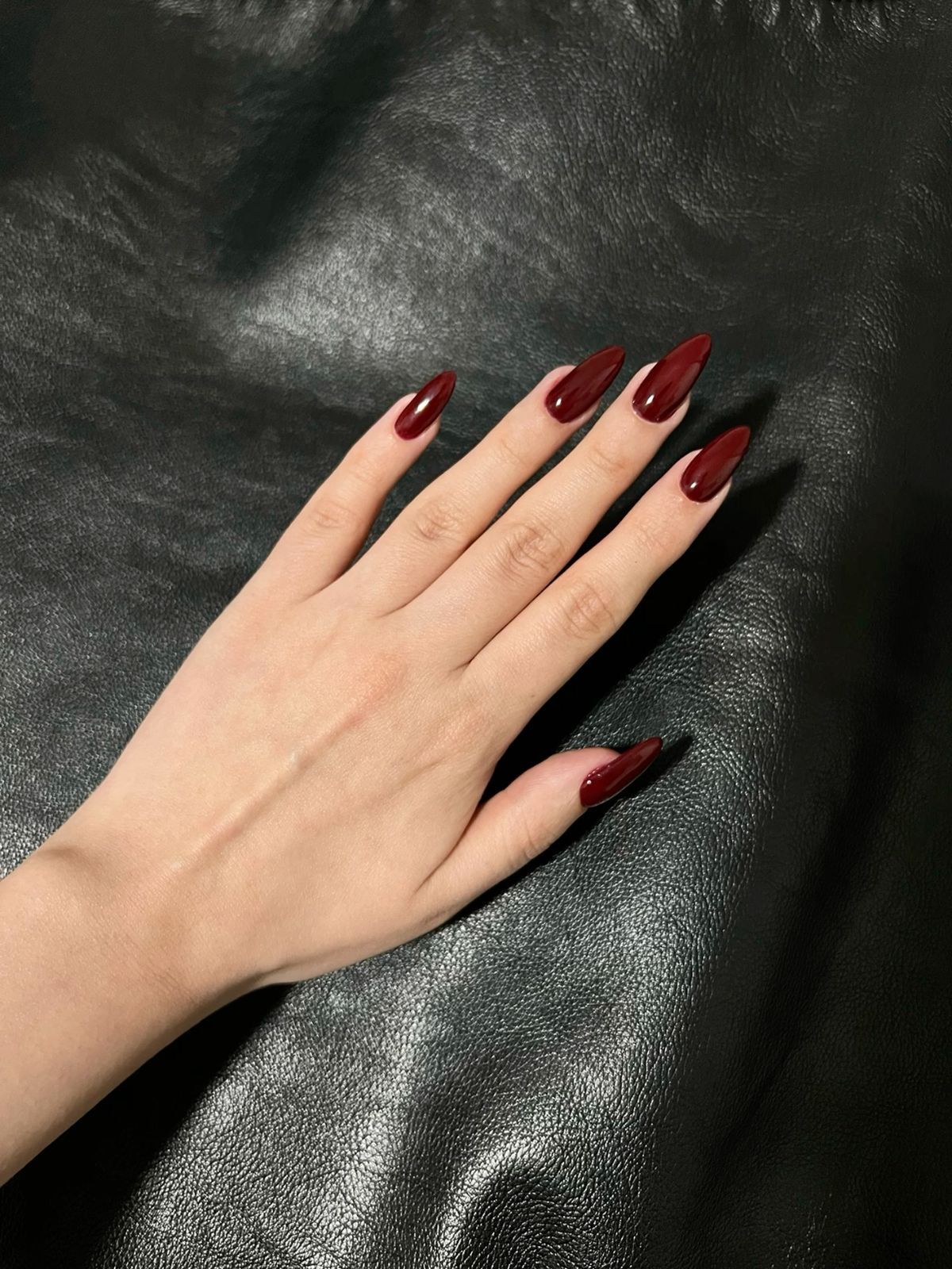 Deep Dark Red Long Stiletto Nails — Cherry Red Nails