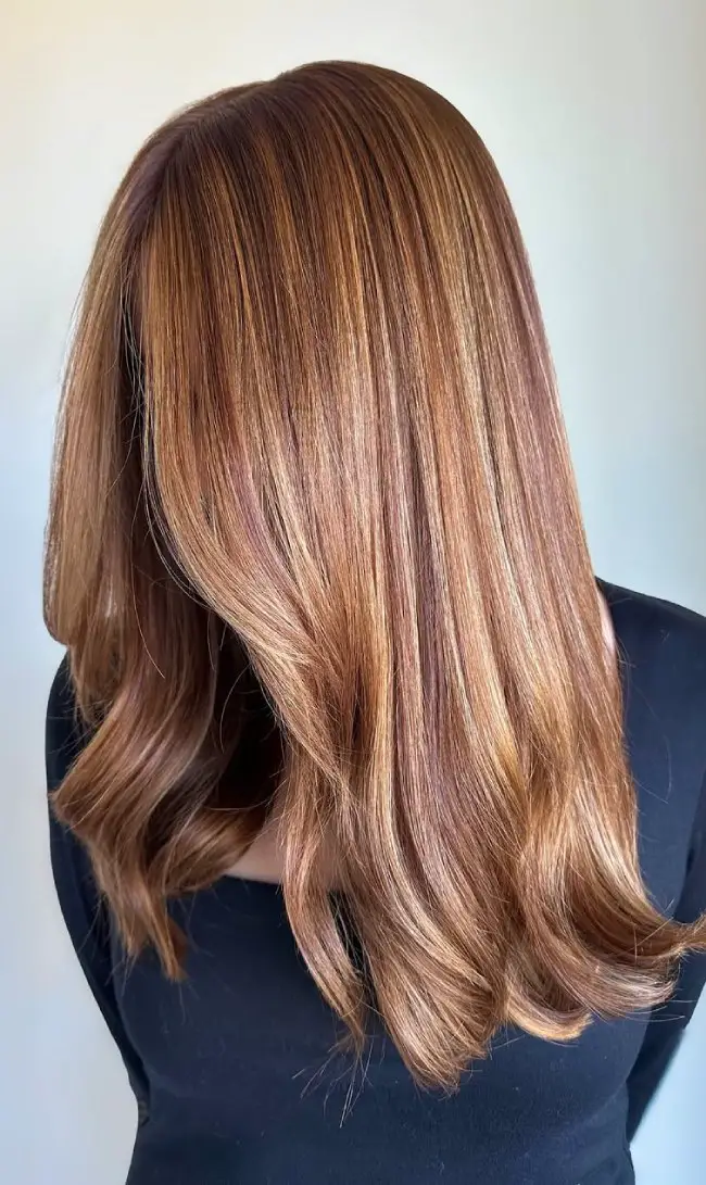 Collarbone Waves With Copper Dimension — Cinnamon Brown Hair