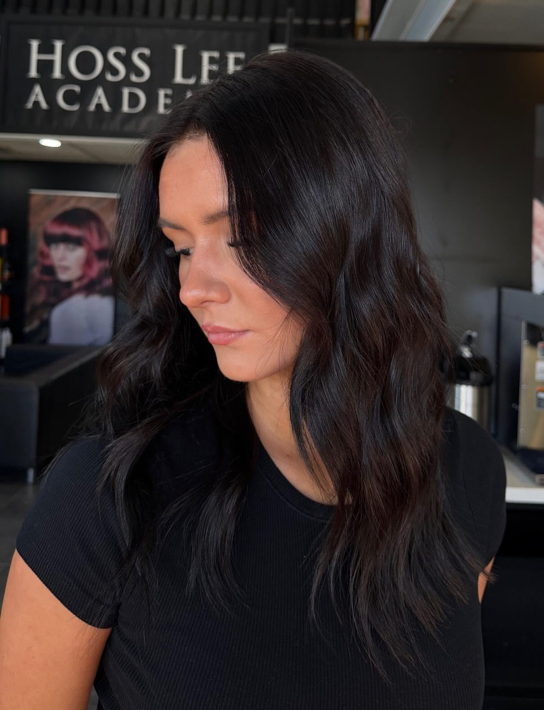 Wavy Espresso Collarbone With Side Bangs Wavy Espresso Collarbone With Side Bangs — Espresso Brown Hair