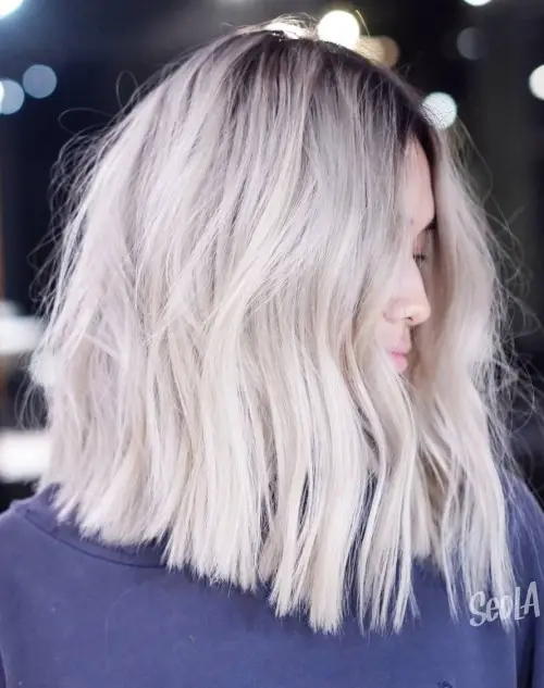 Ash Blonde Bob With Dark Roots Wavy — Cool Winter Hair Colors