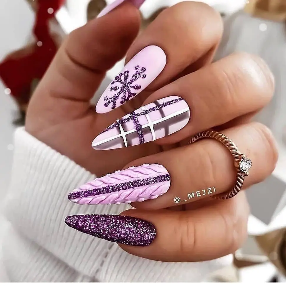Maximalist Purple Winter Nails Maximalist Purple Winter Nails — Winter Nail Designs