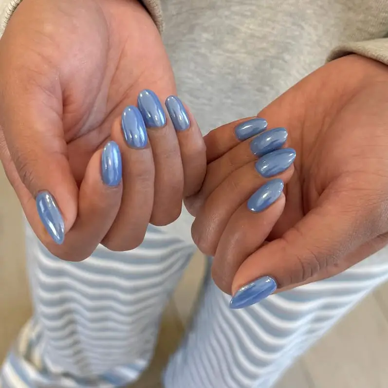 Chrome Glossy Visual Idea Chrome Glossy Visual Idea — Blue Nail Inspo