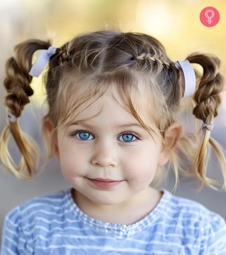 Braided Pigtails With Ribbons — Winter Hairstyles for Kids